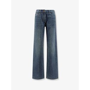 Elisabetta Franchi Women Blue Denim Jeans With All-Over Crystals